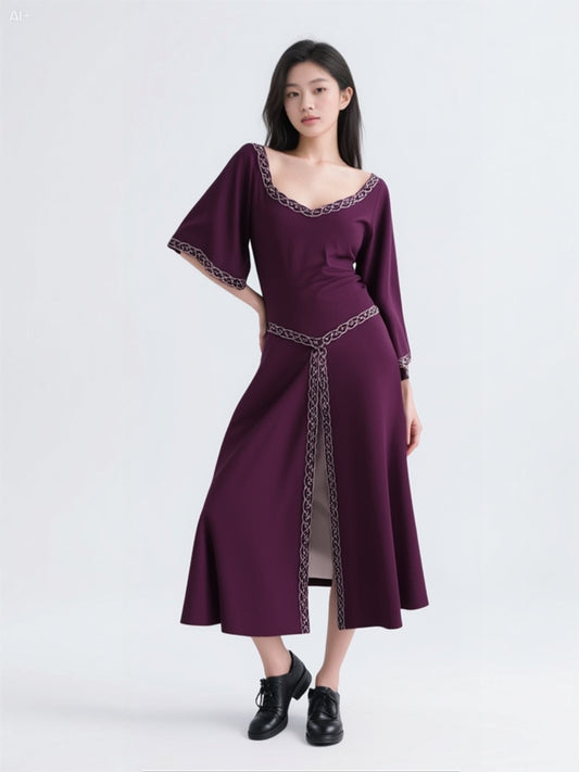 Vintage •Women Retro Renaissance Dresses Medieval Costume Lace up Irish over Dress Peasant Fairy Dress Ball Gown Halloween Dresses Clearance 2025 Z Purple Large