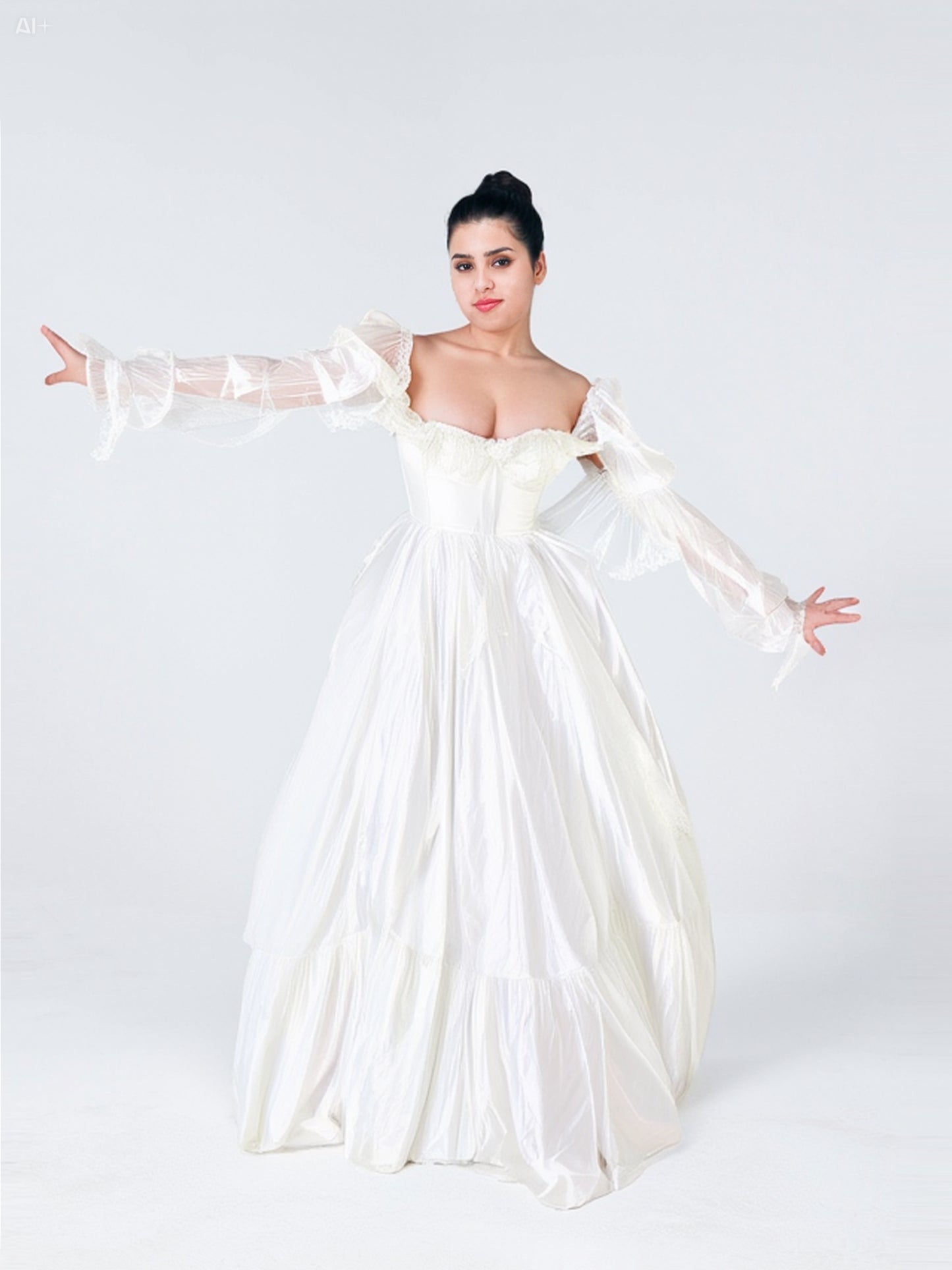 Simple A-Line Wedding Dresses Lace Floor-Length Full Sleeve Bow Brides Gown Custom Made 2025