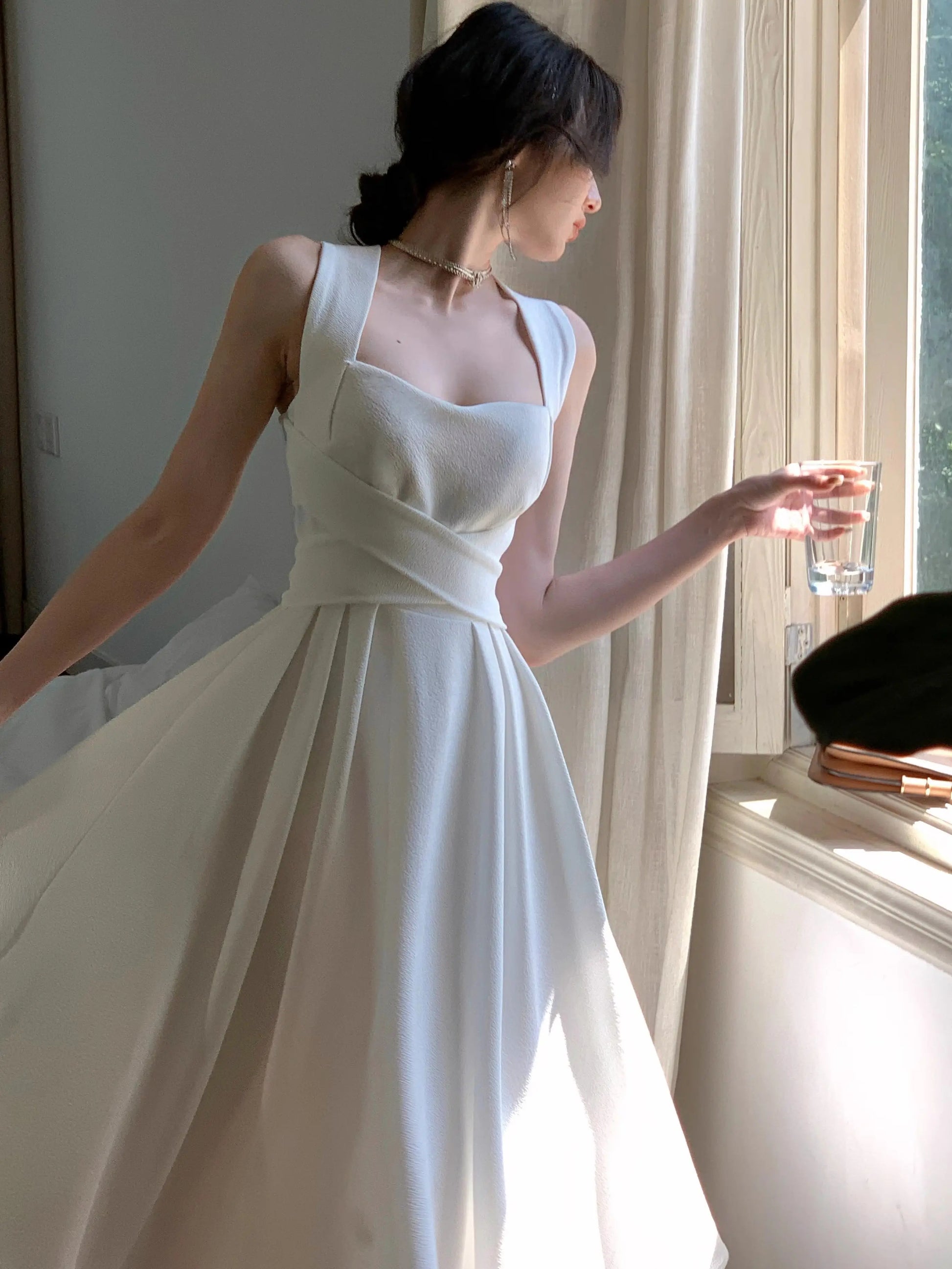 2025 Summer New Elegant Fashion Midi Bandage Slim Dress for Women Lady One Piece Party Clothing Outfits Vestidos