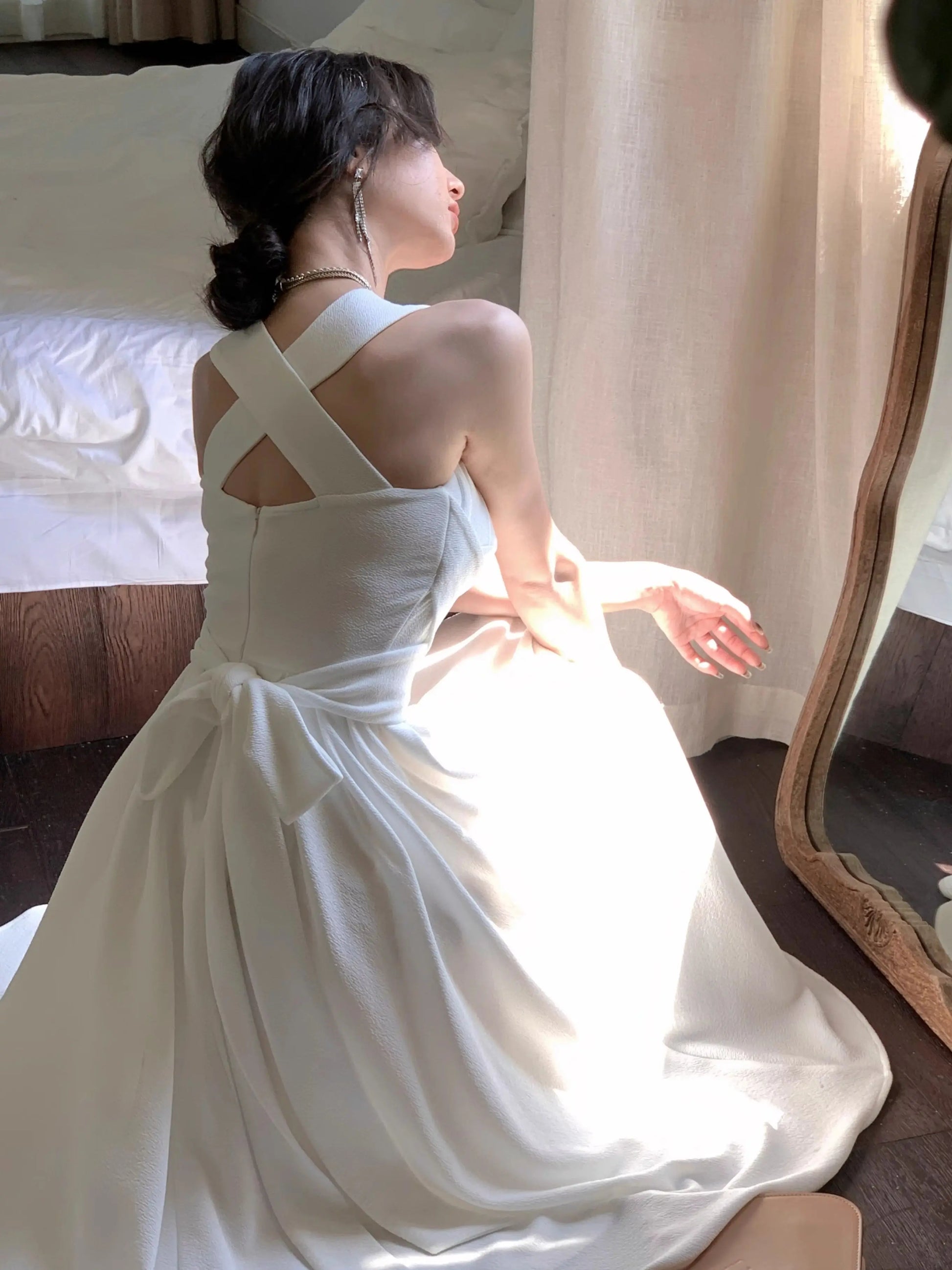 2025 Summer New Elegant Fashion Midi Bandage Slim Dress for Women Lady One Piece Party Clothing Outfits Vestidos