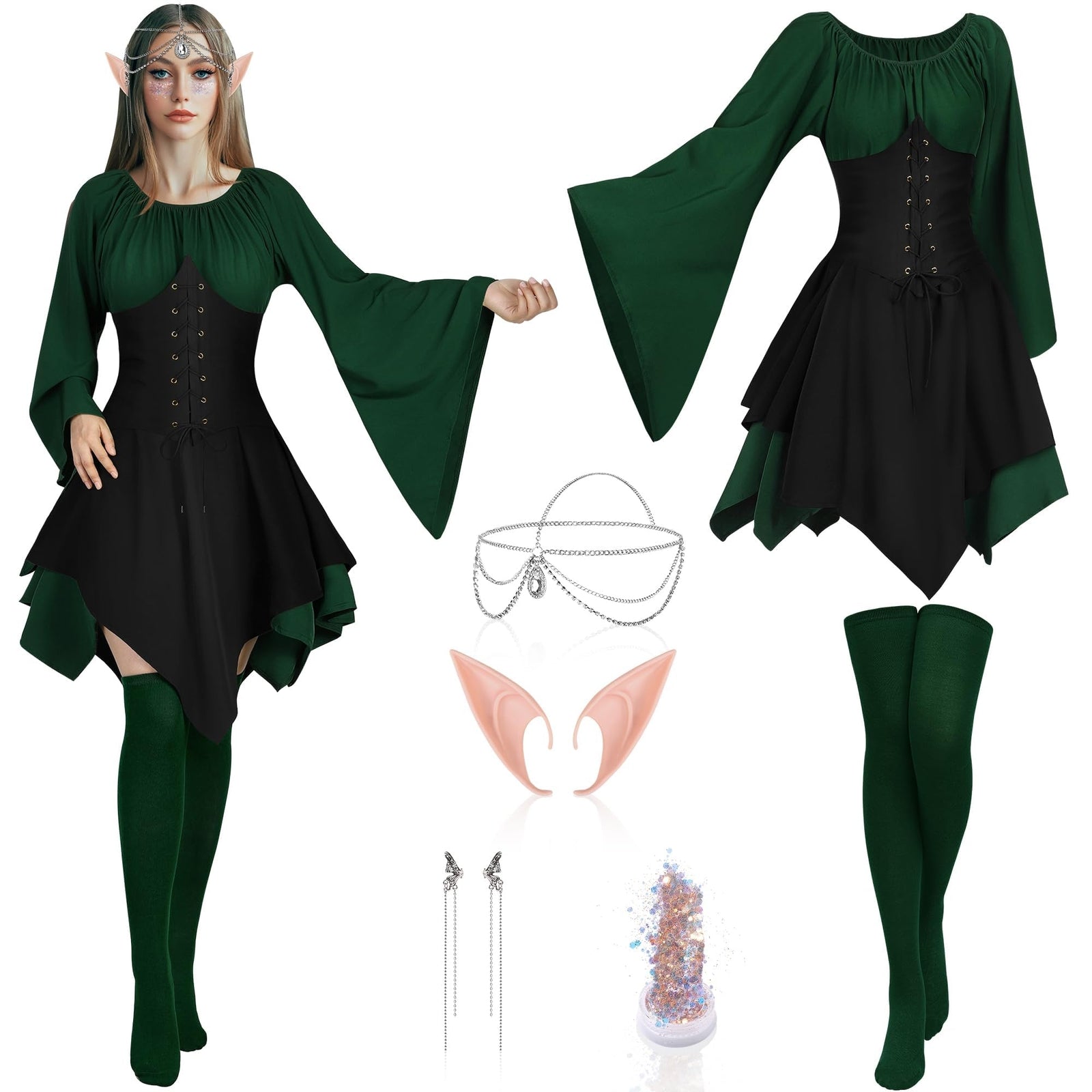 6 Pack Halloween Women Medieval Fairy Elf Cosplay Costume Renaissance Traditi...